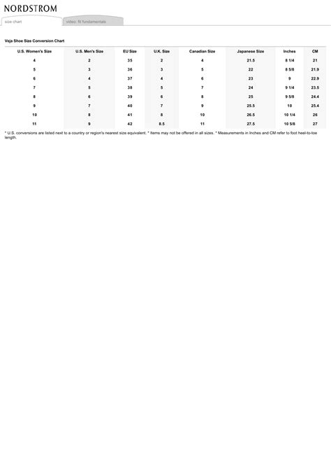 veja size guide pdf.